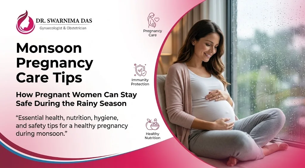 Pregnant woman following monsoon pregnancy care tips during rainy season in Bhubaneswar